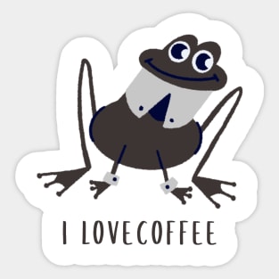 i love coffee funny  frog Sticker